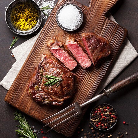Ribeye steak cut and ready to served.